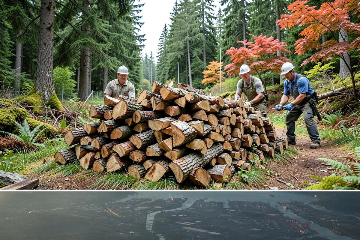 Customer Tree Processing in Fife, Pierce County, WA - Processing before the dry summer months lets your wood season in time for winter burning.