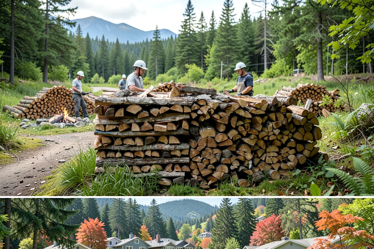 Customer Tree Processing in Fircrest, Pierce County, WA - Processing before the dry summer months lets your wood season in time for winter burning.