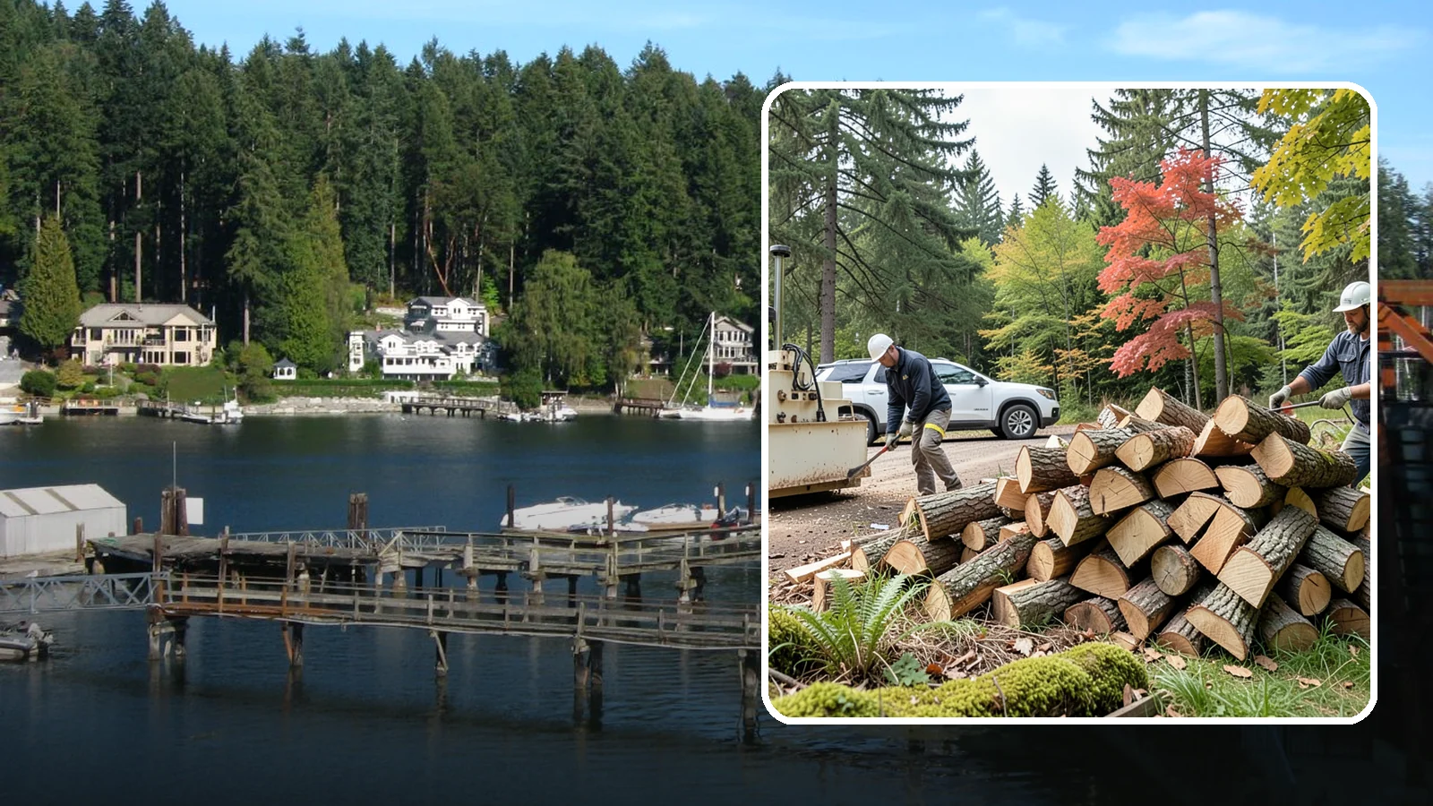 Customer Tree Processing in Gig Harbor, Pierce County, WA - We process trees and logs you already have into finished firewood on your property.