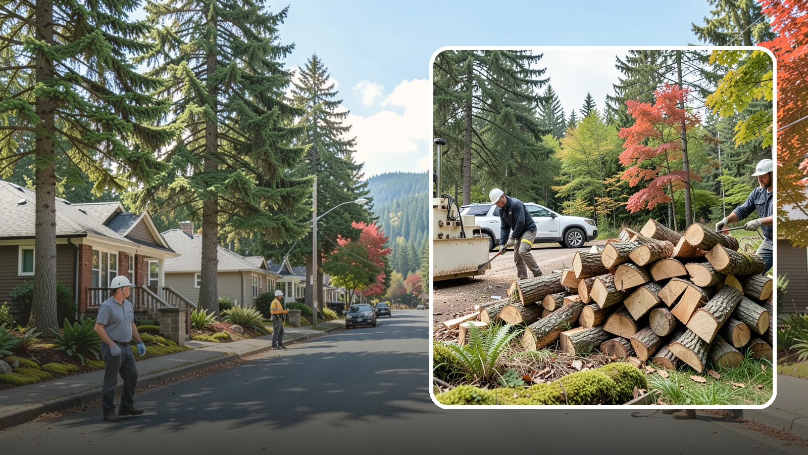 Customer Tree Processing in Hunts Point, King County, WA - We process trees and logs you already have into finished firewood on your property.
