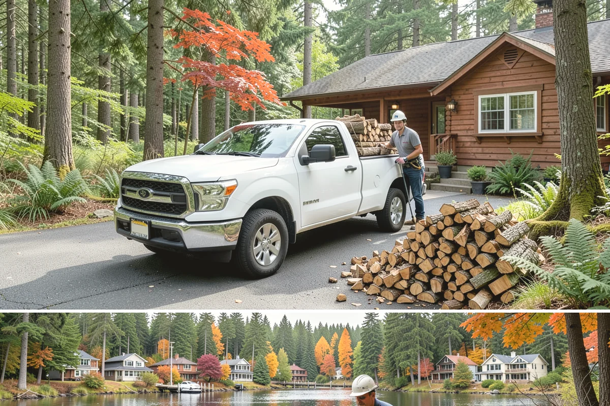 Customer Tree Processing in La Conner, Skagit County, WA - Processing before the dry summer months lets your wood season in time for winter burning.
