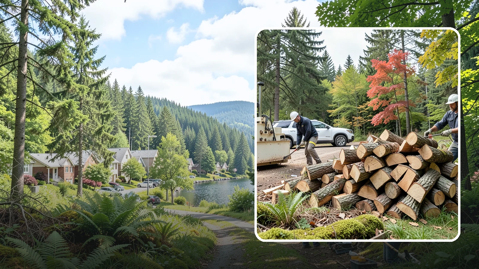 Customer Tree Processing in Lake Forest Park, King County, WA - We process trees and logs you already have into finished firewood on your property.