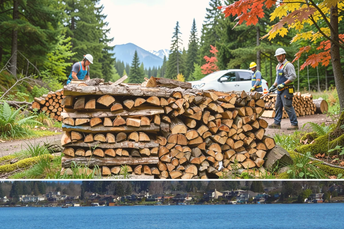 Customer Tree Processing in Lake Stevens, Snohomish County, WA - Processing before the dry summer months lets your wood season in time for winter burning.