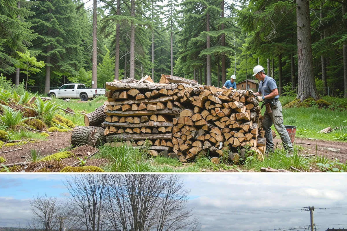 Customer Tree Processing in Langley, Island County, WA - Processing before the dry summer months lets your wood season in time for winter burning.