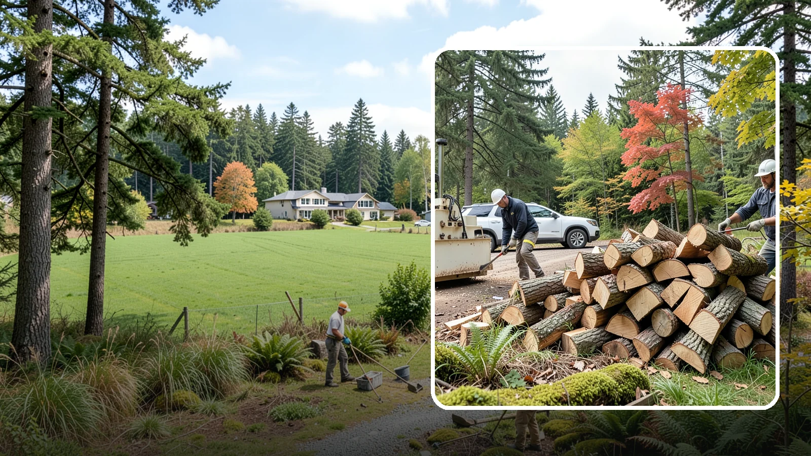Customer Tree Processing in Lyman, Skagit County, WA - We process trees and logs you already have into finished firewood on your property.