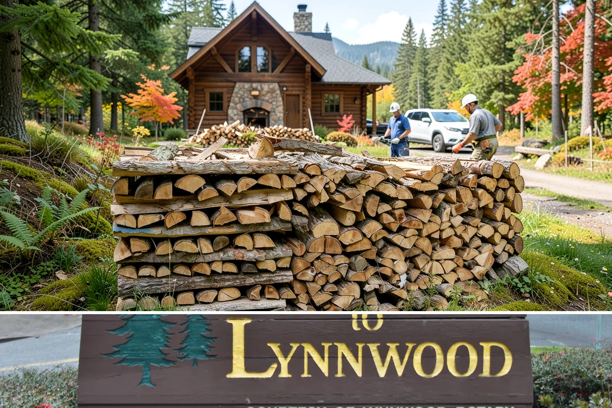 Customer Tree Processing in Lynnwood, Snohomish County, WA - Processing before the dry summer months lets your wood season in time for winter burning.