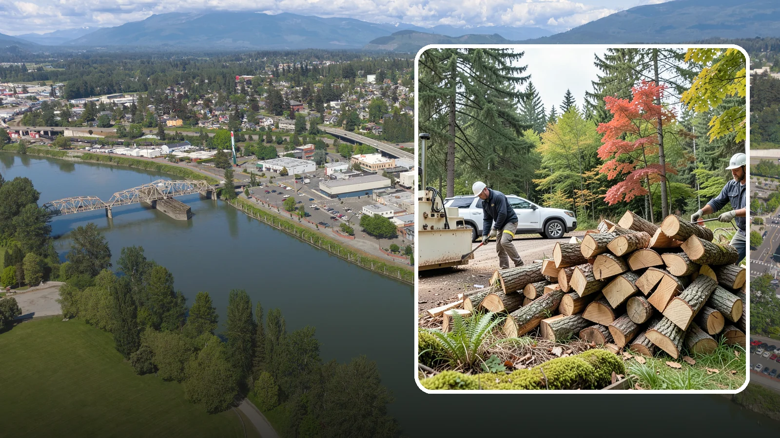 Customer Tree Processing in Mount Vernon, Skagit County, WA - We process trees and logs you already have into finished firewood on your property.
