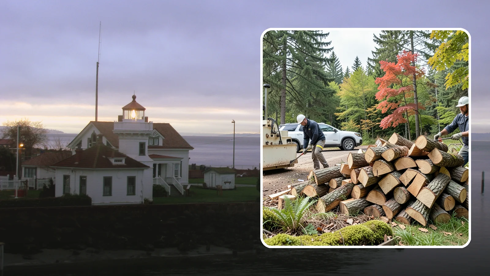 Customer Tree Processing in Mukilteo, Snohomish County, WA - We process trees and logs you already have into finished firewood on your property.