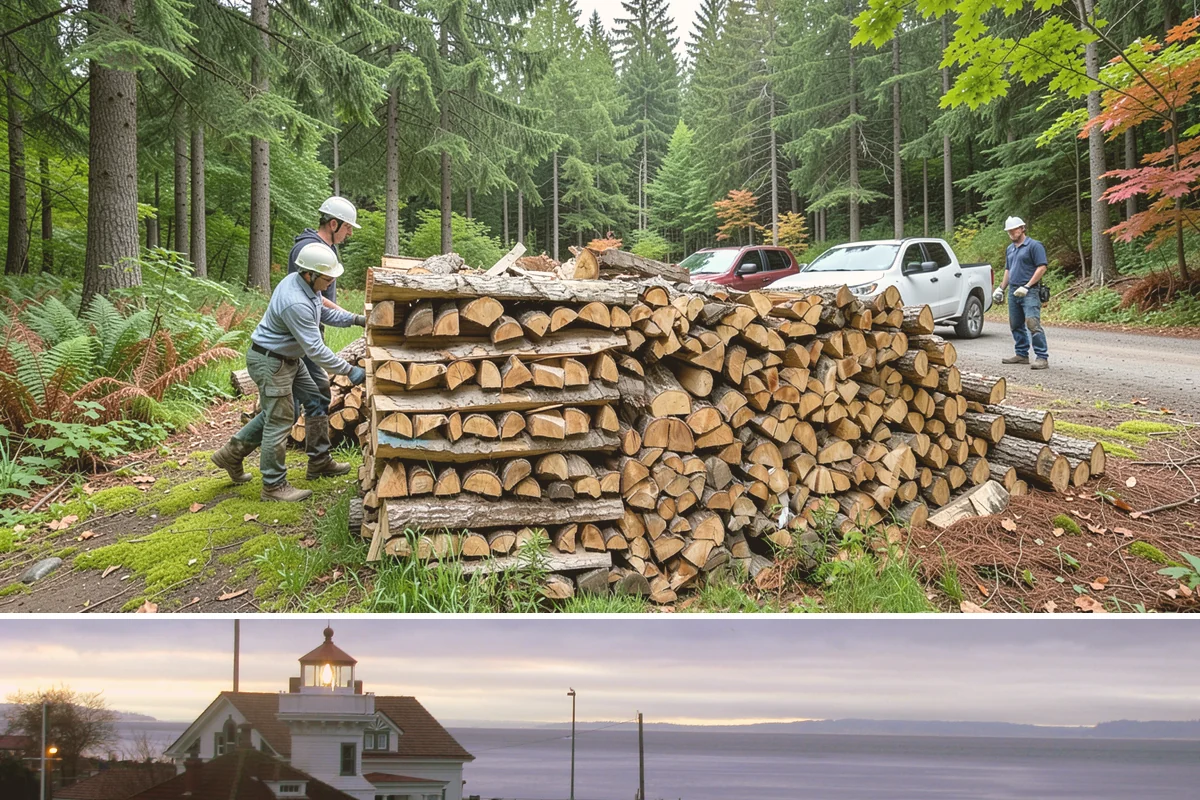 Customer Tree Processing in Mukilteo, Snohomish County, WA - Processing before the dry summer months lets your wood season in time for winter burning.