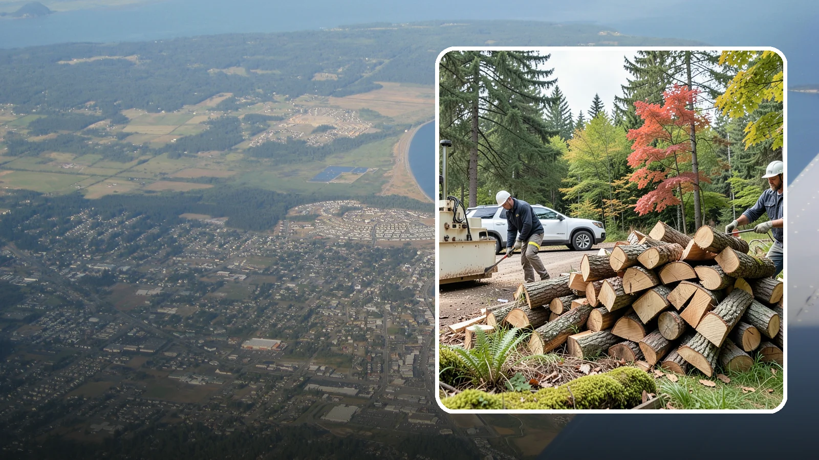 Customer Tree Processing in Oak Harbor, Island County, WA - We process trees and logs you already have into finished firewood on your property.