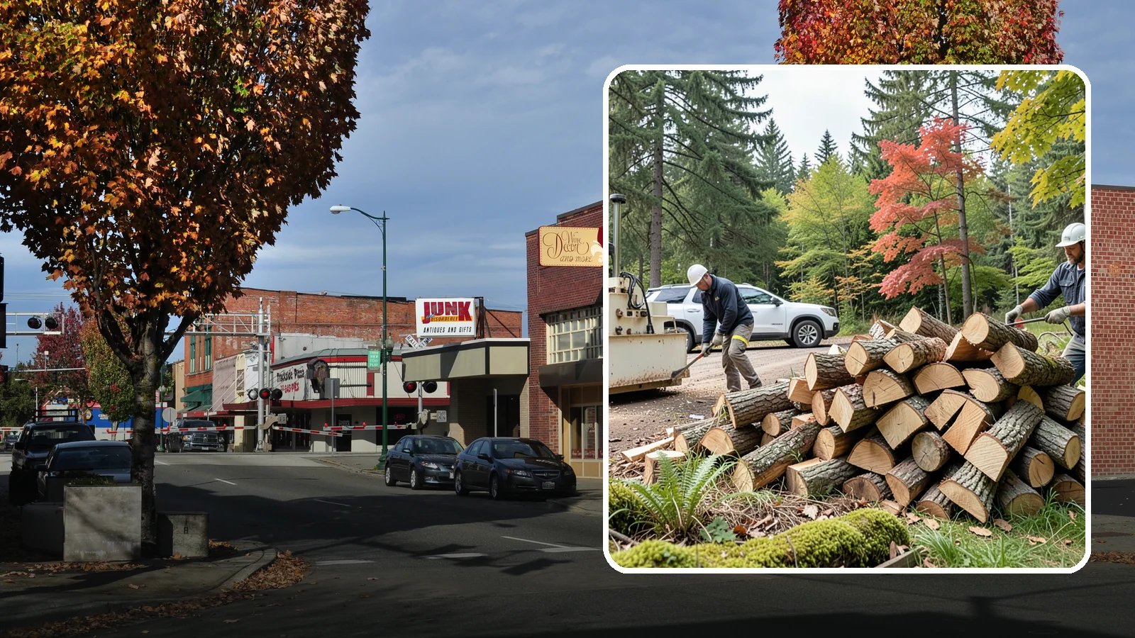 Customer Tree Processing in Puyallup, Pierce County, WA - We process trees and logs you already have into finished firewood on your property.
