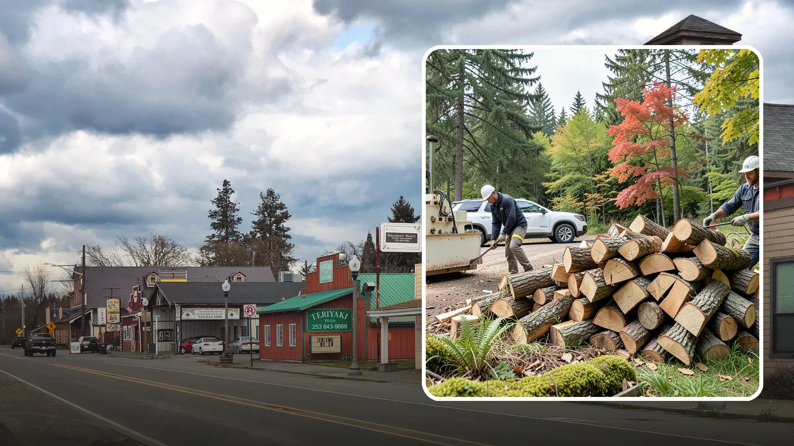 Customer Tree Processing in Roy, Pierce County, WA - We process trees and logs you already have into finished firewood on your property.