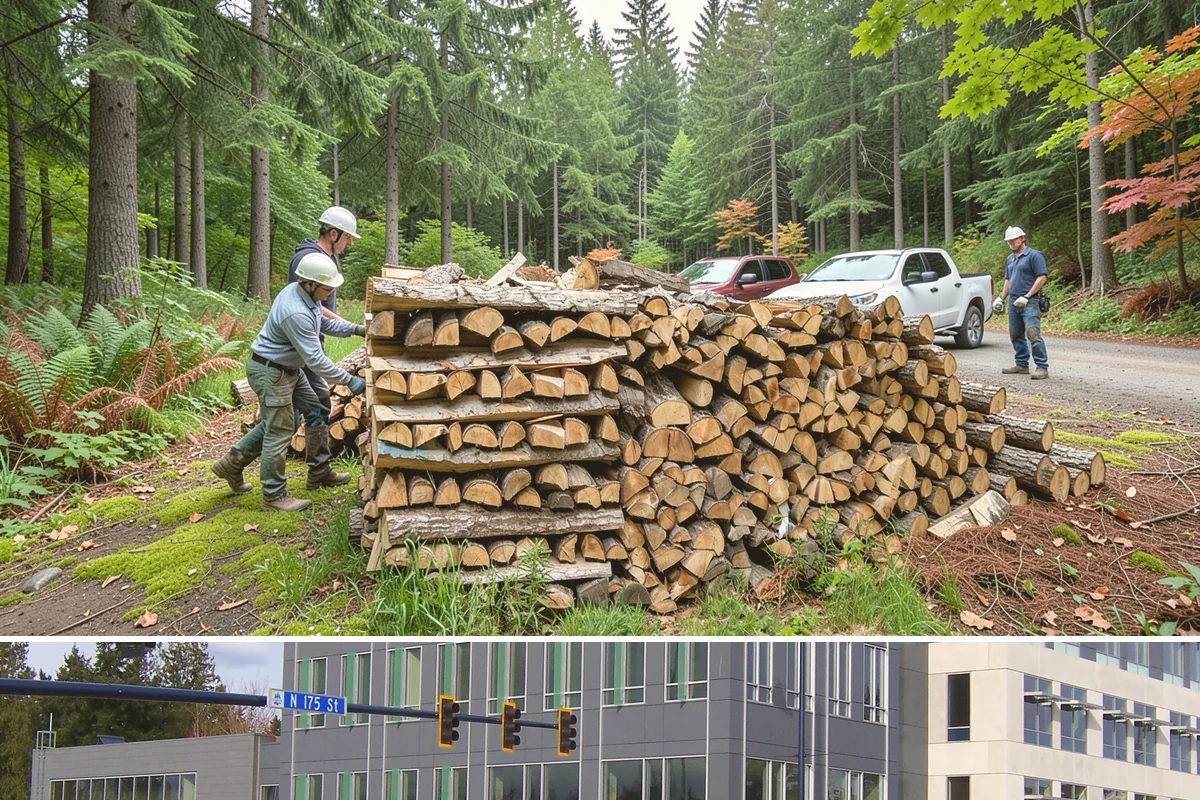 Customer Tree Processing in Shoreline, King County, WA - Processing before the dry summer months lets your wood season in time for winter burning.