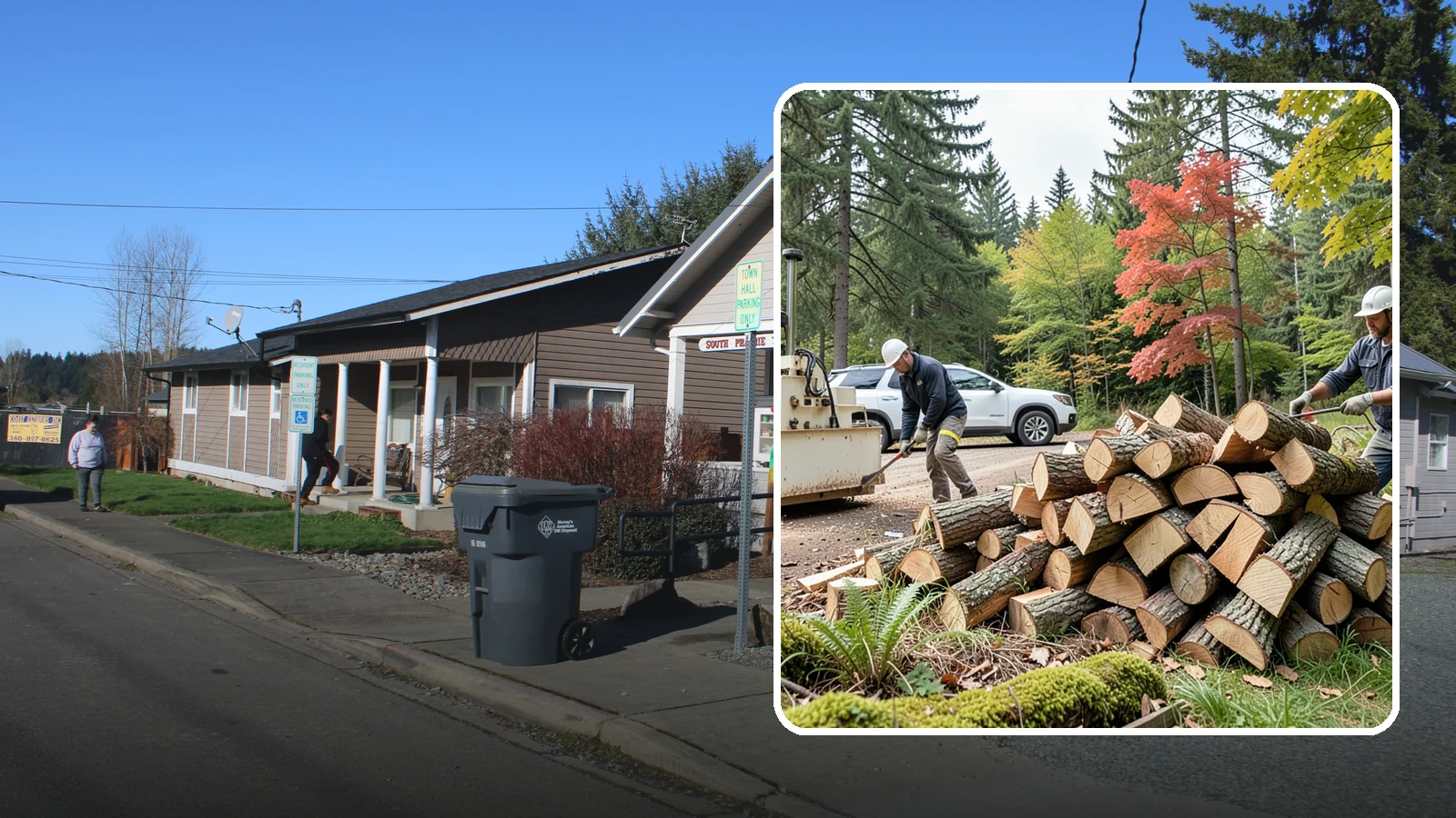 Customer Tree Processing in South Prairie, Pierce County, WA - We process trees and logs you already have into finished firewood on your property.