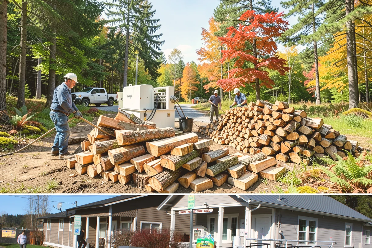 Customer Tree Processing in South Prairie, Pierce County, WA - Processing before the dry summer months lets your wood season in time for winter burning.