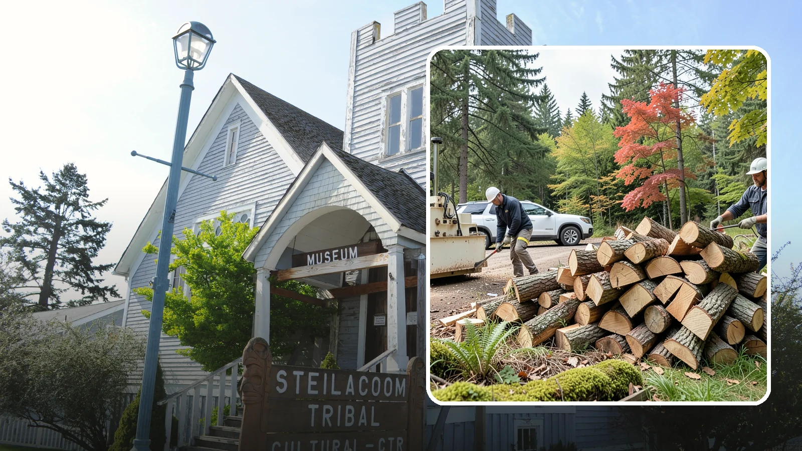 Customer Tree Processing in Steilacoom, Pierce County, WA - We process trees and logs you already have into finished firewood on your property.