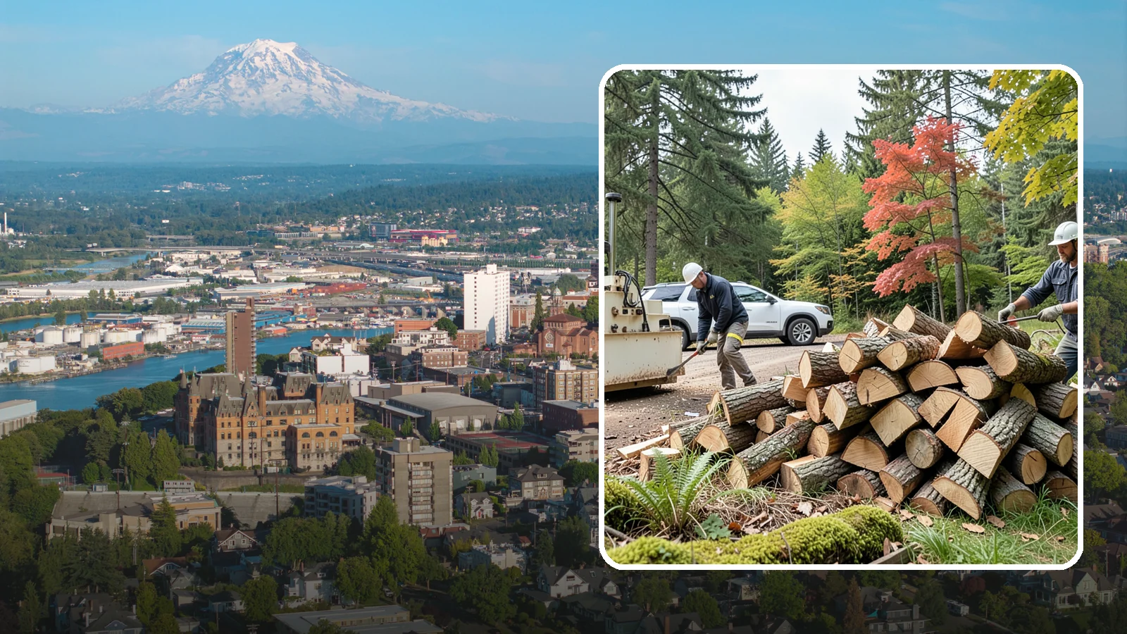 Customer Tree Processing in Tacoma, Pierce County, WA - We process trees and logs you already have into finished firewood on your property.