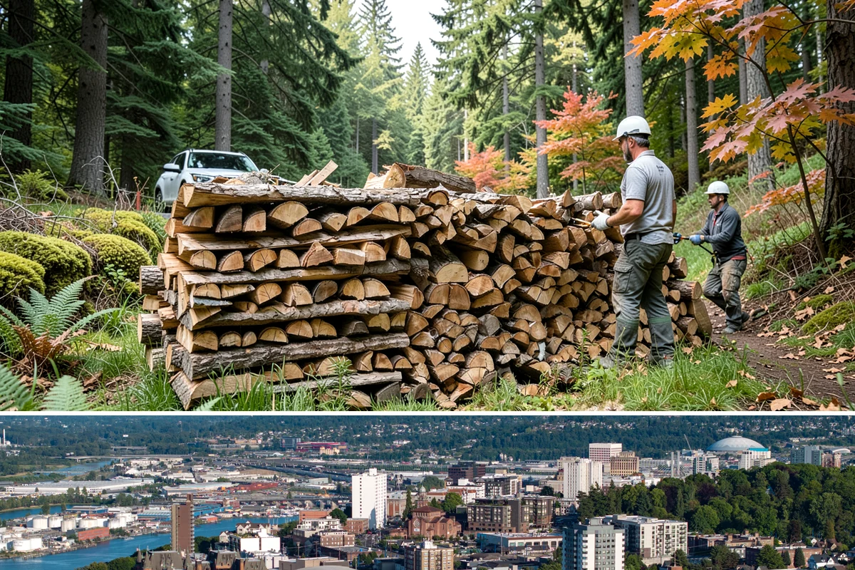 Customer Tree Processing in Tacoma, Pierce County, WA - Processing before the dry summer months lets your wood season in time for winter burning.