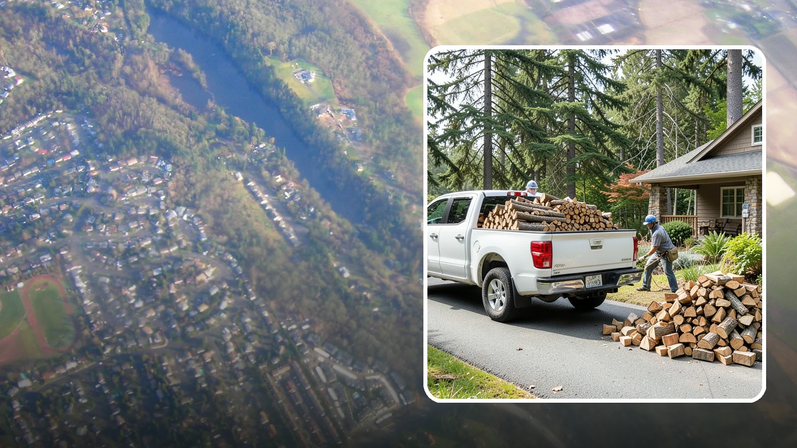 Driveway Delivery in Algona, King County, WA - Firewood dropped in a neat pile on your driveway for easy access and stacking.