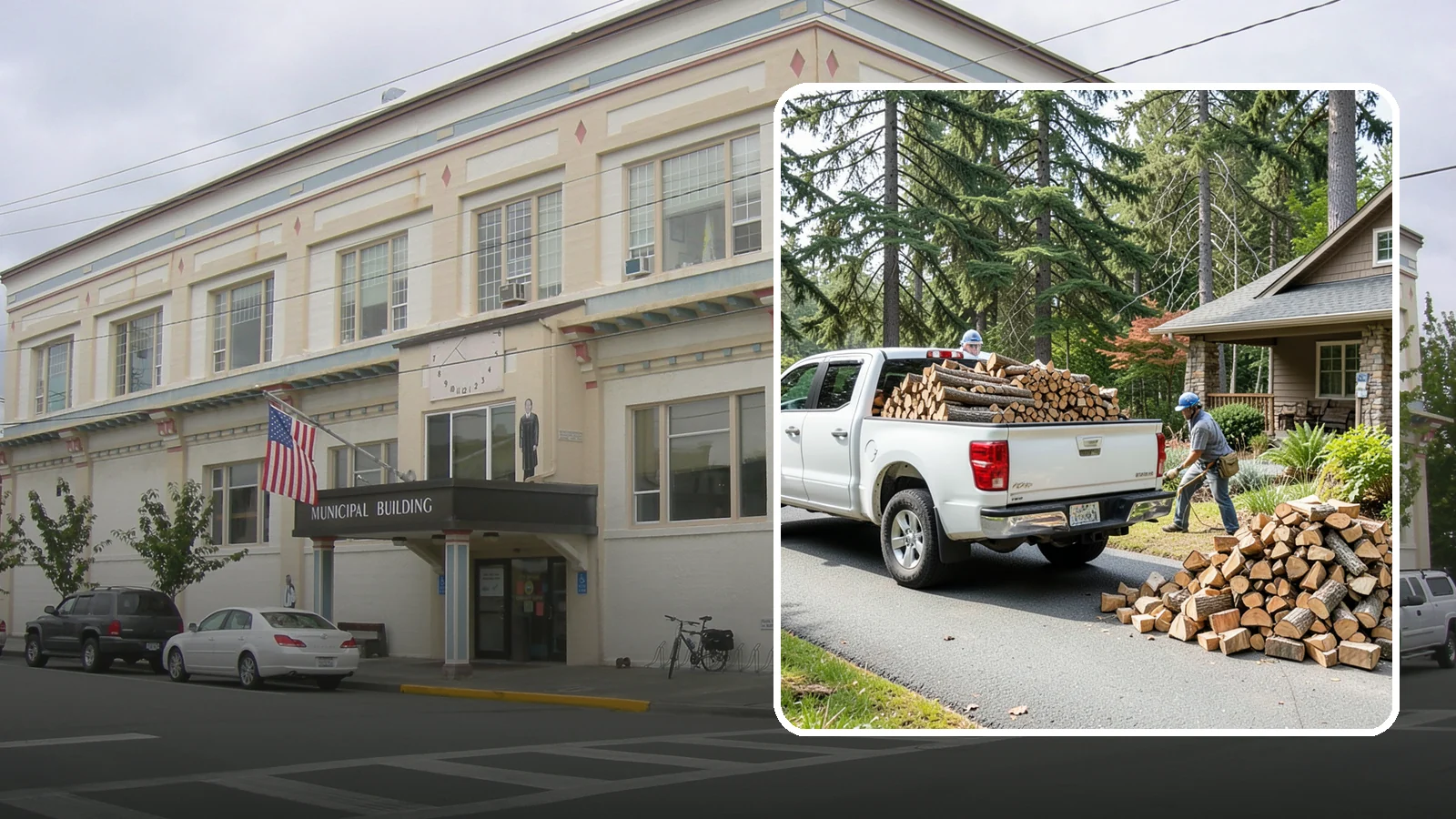 Driveway Delivery in Anacortes, Skagit County, WA - Firewood dropped in a neat pile on your driveway for easy access and stacking.