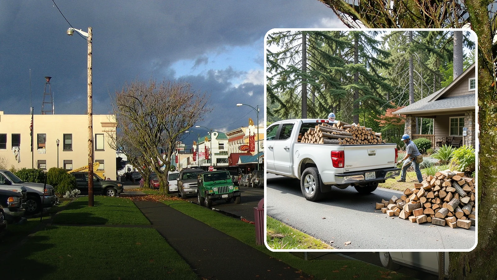 Driveway Delivery in Arlington, Snohomish County, WA - Firewood dropped in a neat pile on your driveway for easy access and stacking.