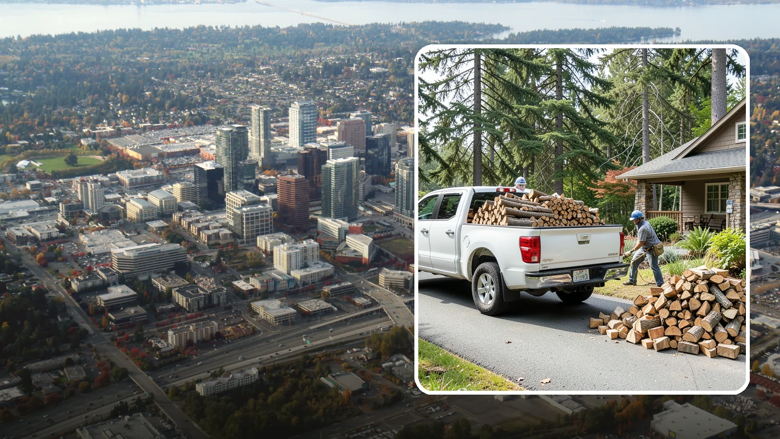 Driveway Delivery in Bellevue, King County, WA - Firewood dropped in a neat pile on your driveway for easy access and stacking.