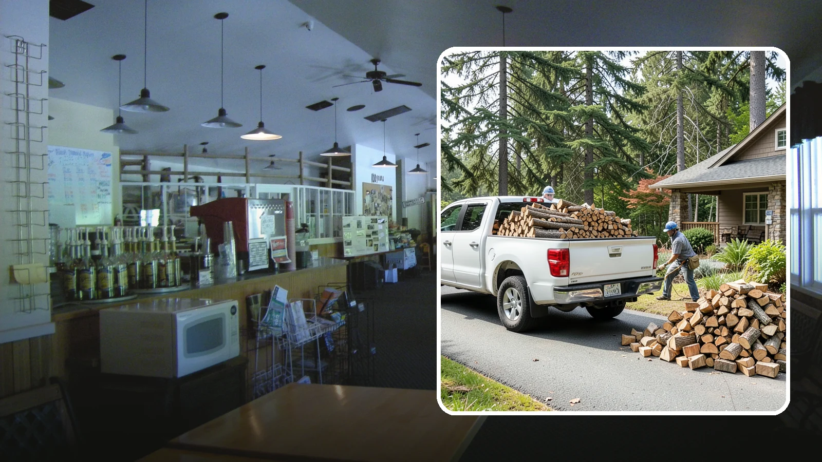 Driveway Delivery in Black Diamond, King County, WA - Firewood dropped in a neat pile on your driveway for easy access and stacking.