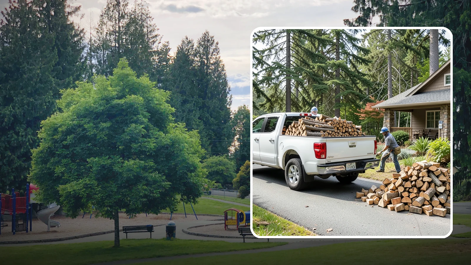Driveway Delivery in Bonney Lake, Pierce County, WA - Firewood dropped in a neat pile on your driveway for easy access and stacking.