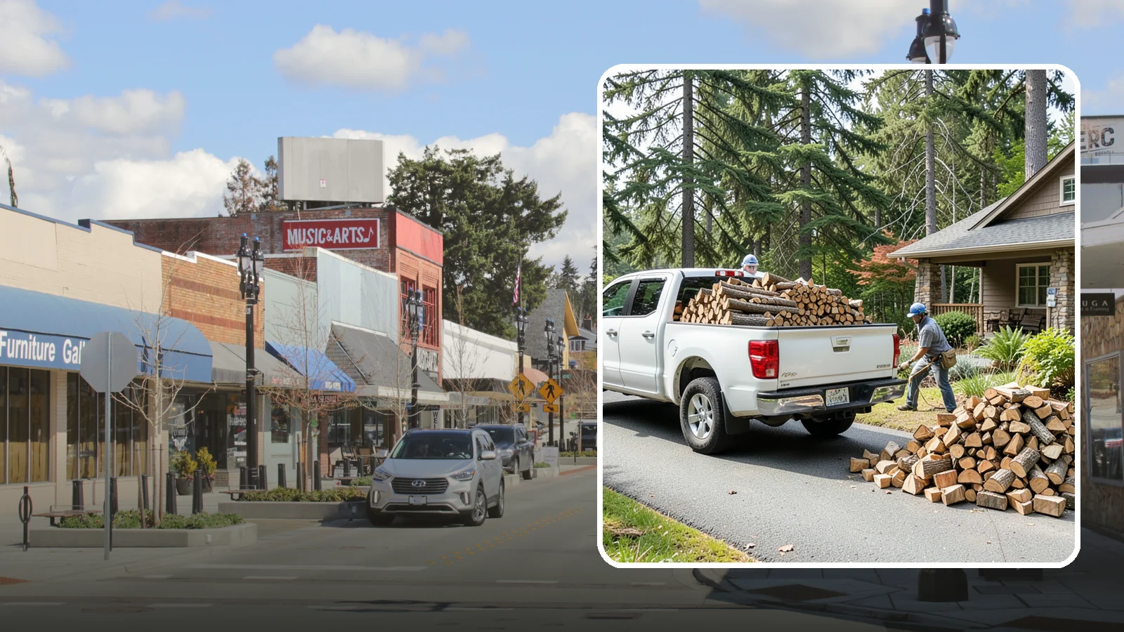 Driveway Delivery in Bothell, King County, WA - Firewood dropped in a neat pile on your driveway for easy access and stacking.