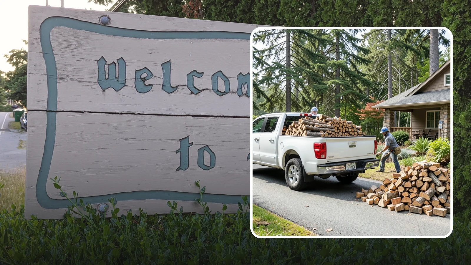 Driveway Delivery in Brier, Snohomish County, WA - Firewood dropped in a neat pile on your driveway for easy access and stacking.