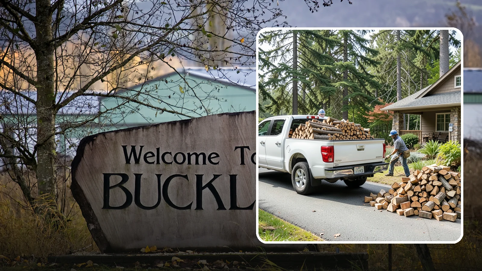 Driveway Delivery in Buckley, Pierce County, WA - Firewood dropped in a neat pile on your driveway for easy access and stacking.
