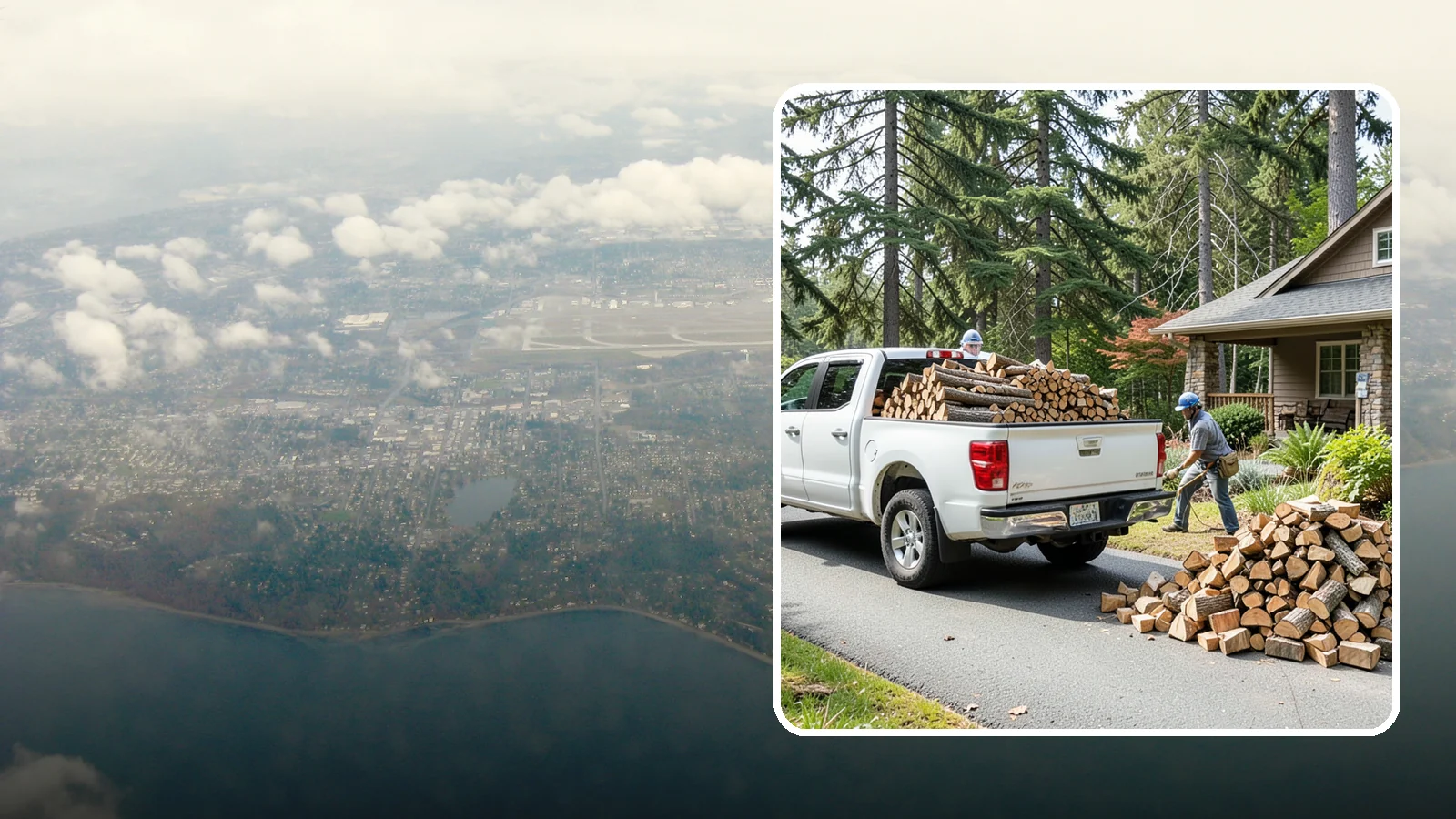Driveway Delivery in Burien, King County, WA - Firewood dropped in a neat pile on your driveway for easy access and stacking.