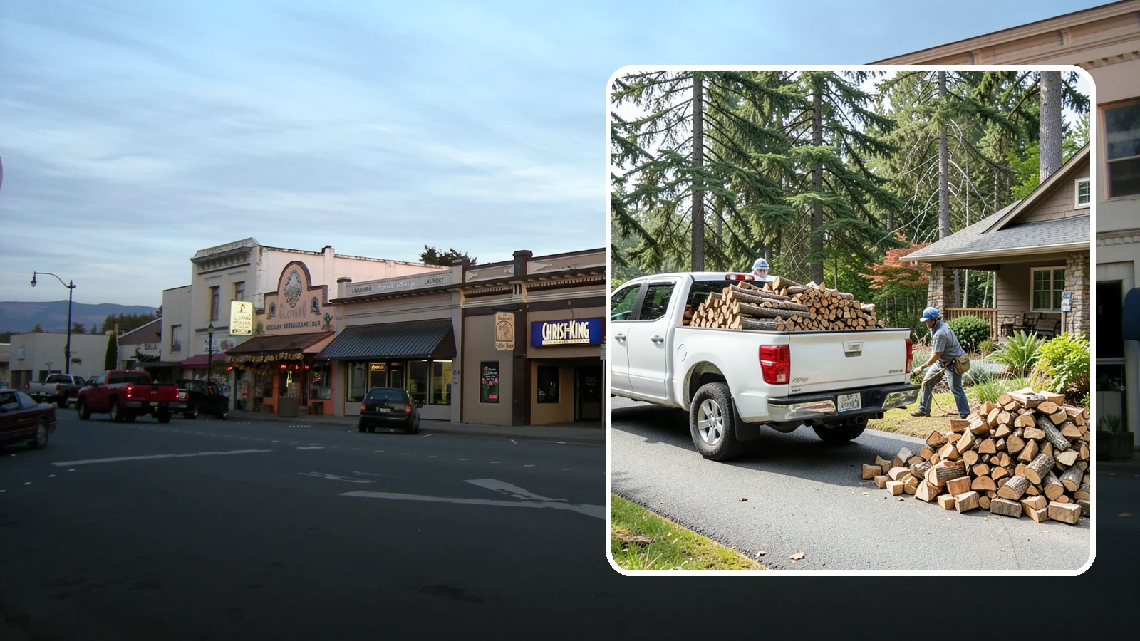 Driveway Delivery in Burlington, Skagit County, WA - Firewood dropped in a neat pile on your driveway for easy access and stacking.