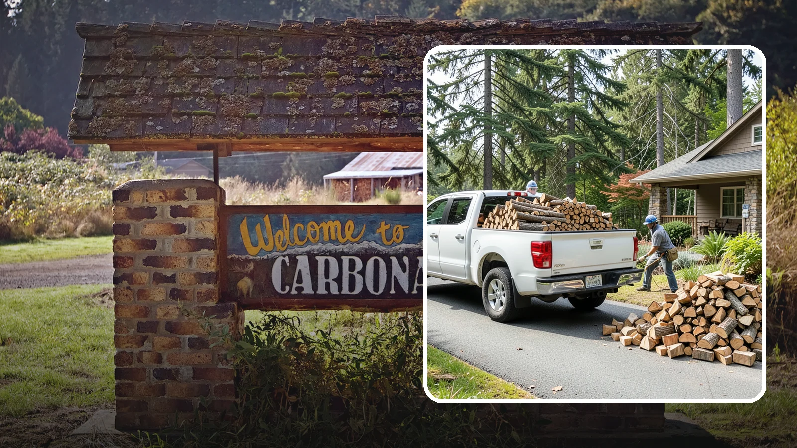 Driveway Delivery in Carbonado, Pierce County, WA - Firewood dropped in a neat pile on your driveway for easy access and stacking.