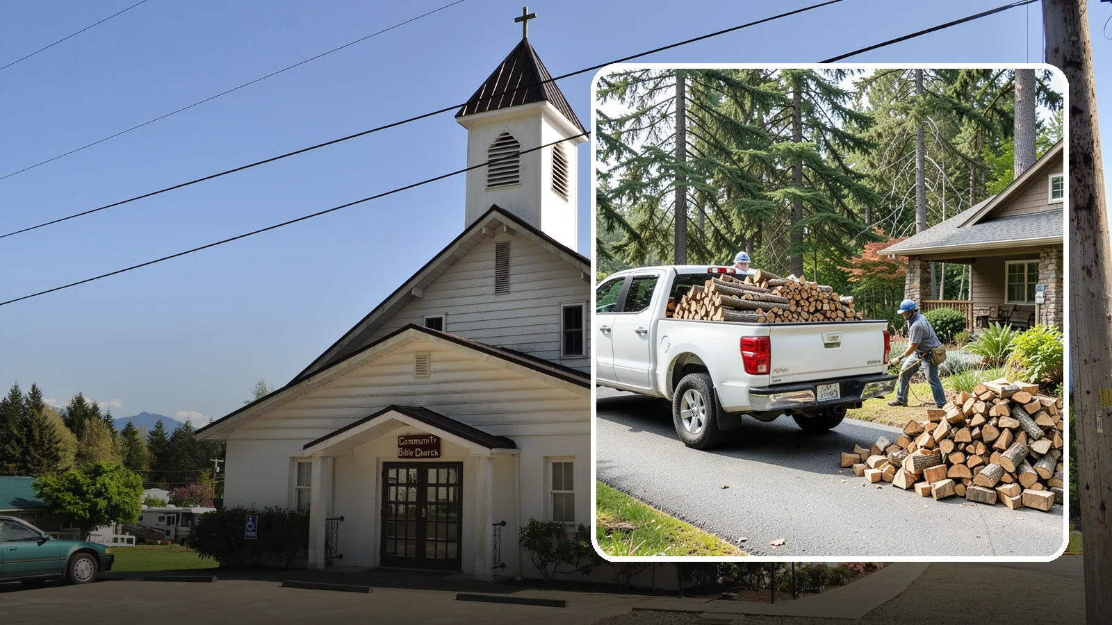 Driveway Delivery in Concrete, Skagit County, WA - Firewood dropped in a neat pile on your driveway for easy access and stacking.