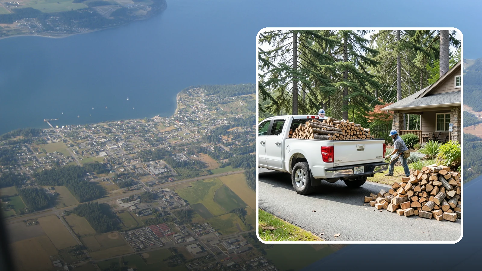 Driveway Delivery in Coupeville, Island County, WA - Firewood dropped in a neat pile on your driveway for easy access and stacking.