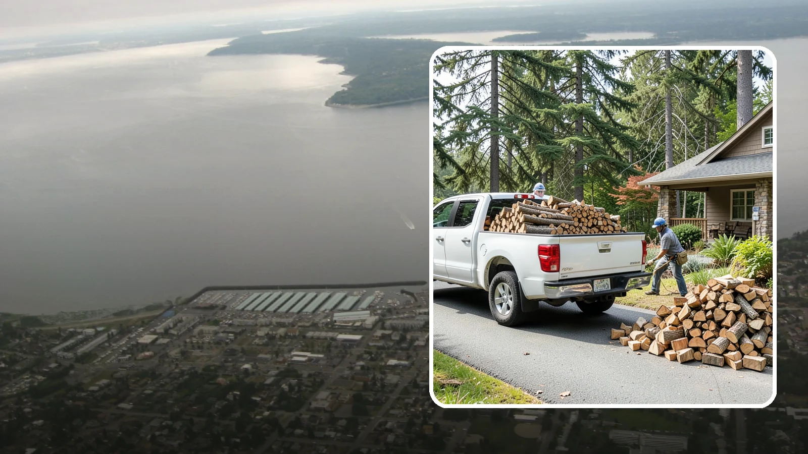 Driveway Delivery in Des Moines, King County, WA - Firewood dropped in a neat pile on your driveway for easy access and stacking.
