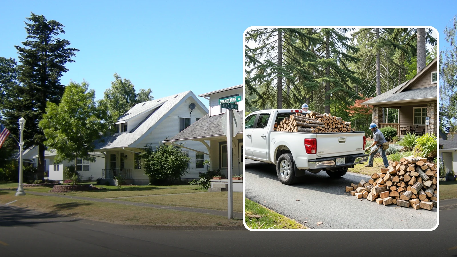 Driveway Delivery in DuPont, Pierce County, WA - Firewood dropped in a neat pile on your driveway for easy access and stacking.