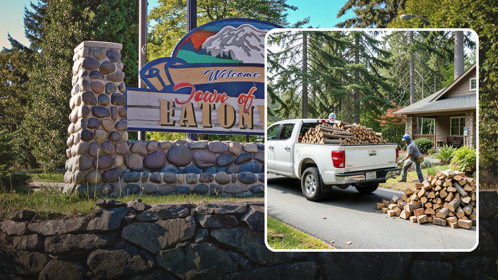 Driveway Delivery in Eatonville, Pierce County, WA - Firewood dropped in a neat pile on your driveway for easy access and stacking.