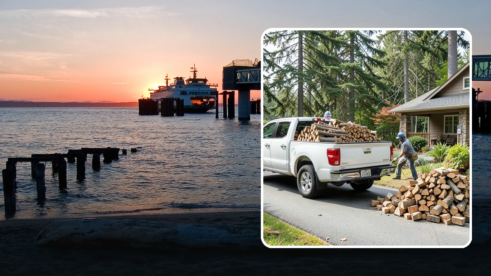 Driveway Delivery in Edmonds, Snohomish County, WA - Firewood dropped in a neat pile on your driveway for easy access and stacking.