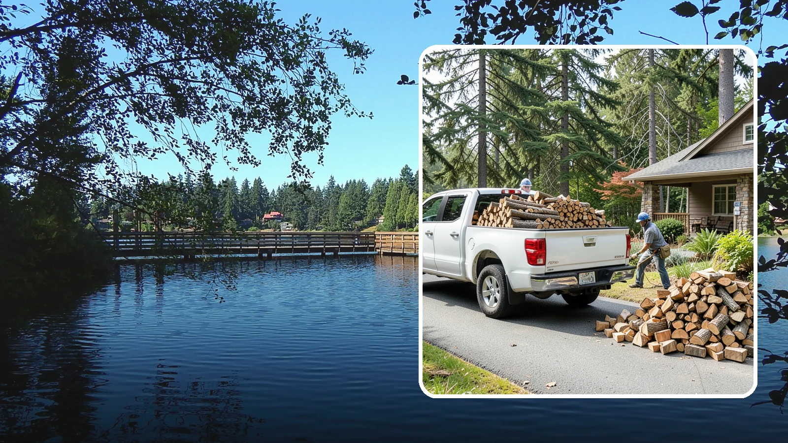 Driveway Delivery in Federal Way, King County, WA - Firewood dropped in a neat pile on your driveway for easy access and stacking.