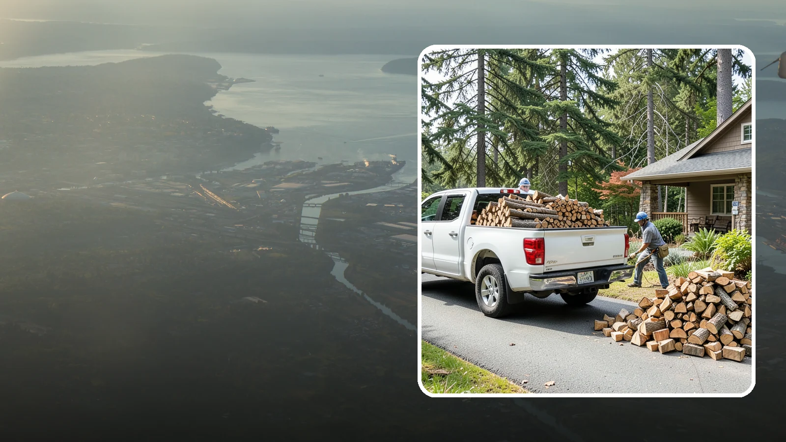 Driveway Delivery in Fife, Pierce County, WA - Firewood dropped in a neat pile on your driveway for easy access and stacking.