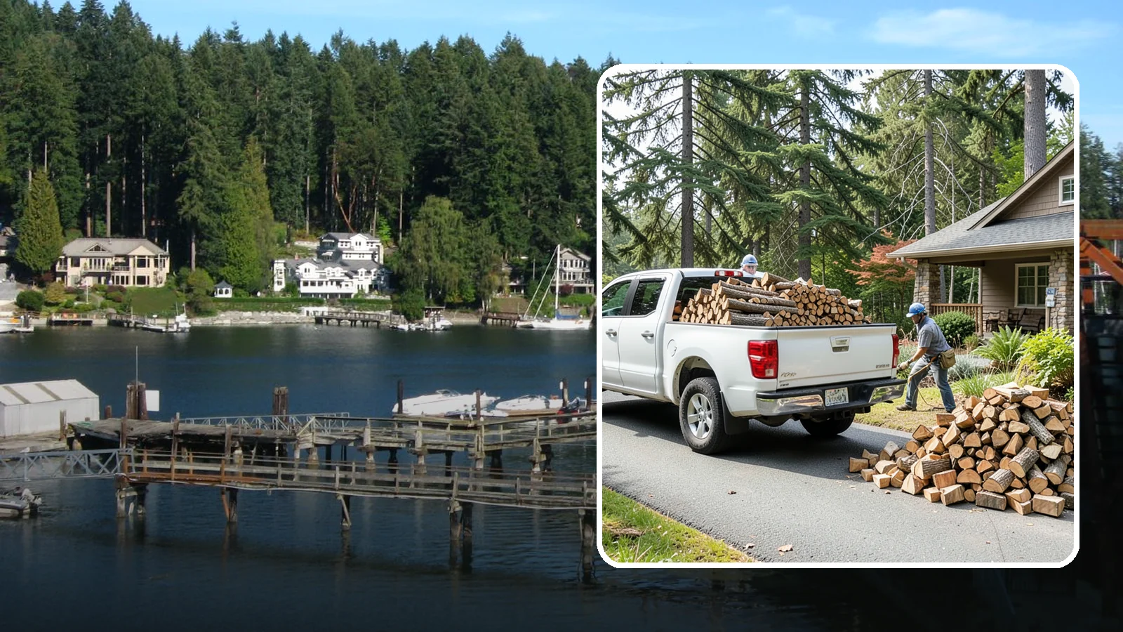 Driveway Delivery in Gig Harbor, Pierce County, WA - Firewood dropped in a neat pile on your driveway for easy access and stacking.