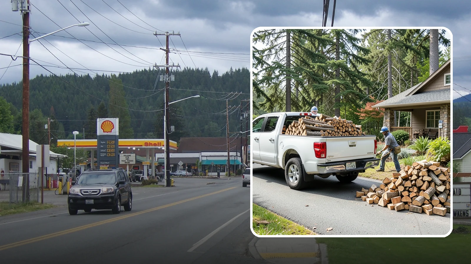 Driveway Delivery in Granite Falls, Snohomish County, WA - Firewood dropped in a neat pile on your driveway for easy access and stacking.