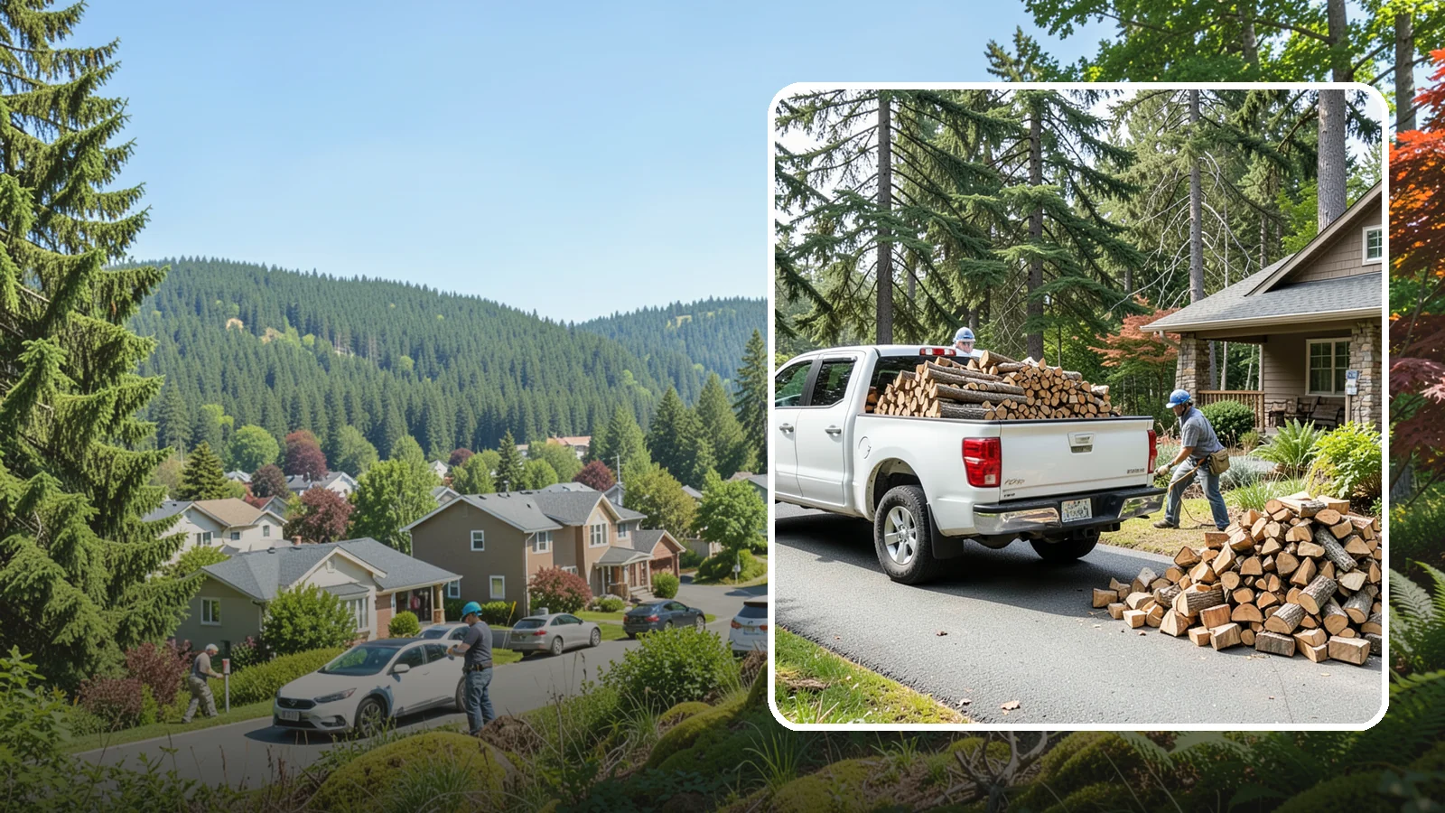 Driveway Delivery in Index, Snohomish County, WA - Firewood dropped in a neat pile on your driveway for easy access and stacking.