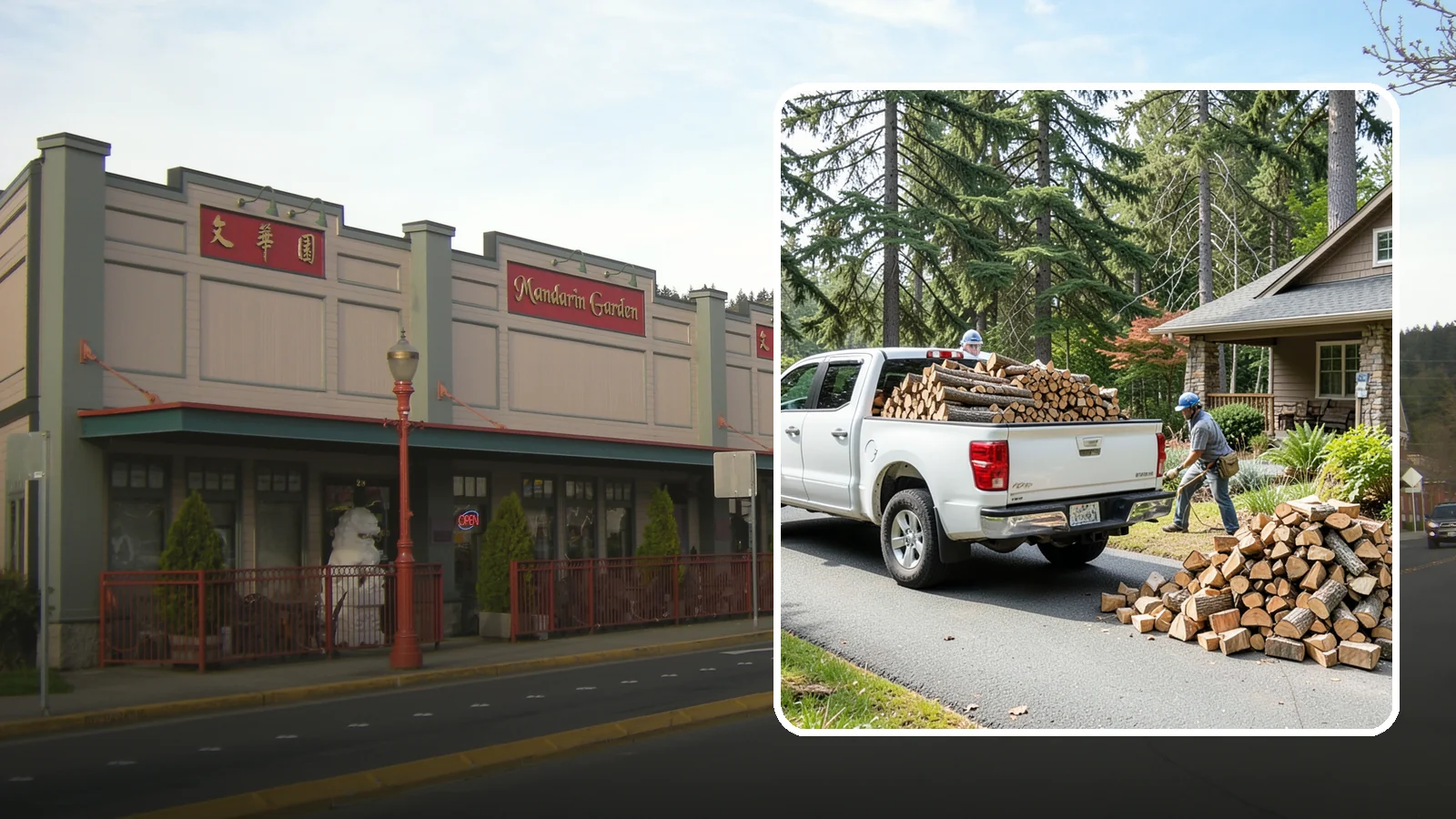 Driveway Delivery in Issaquah, King County, WA - Firewood dropped in a neat pile on your driveway for easy access and stacking.