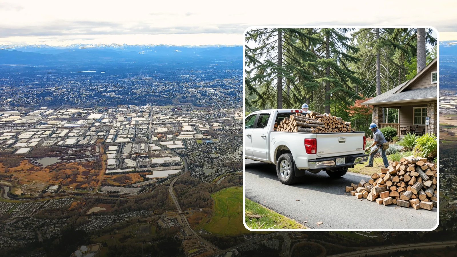 Driveway Delivery in Kent, King County, WA - Firewood dropped in a neat pile on your driveway for easy access and stacking.