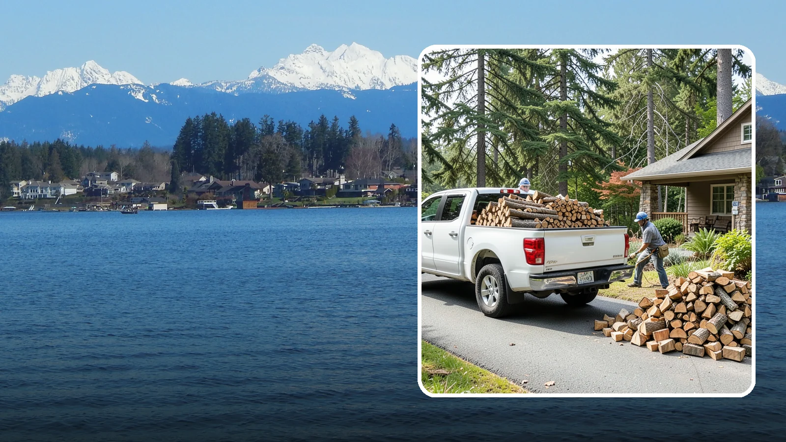 Driveway Delivery in Lake Stevens, Snohomish County, WA - Firewood dropped in a neat pile on your driveway for easy access and stacking.