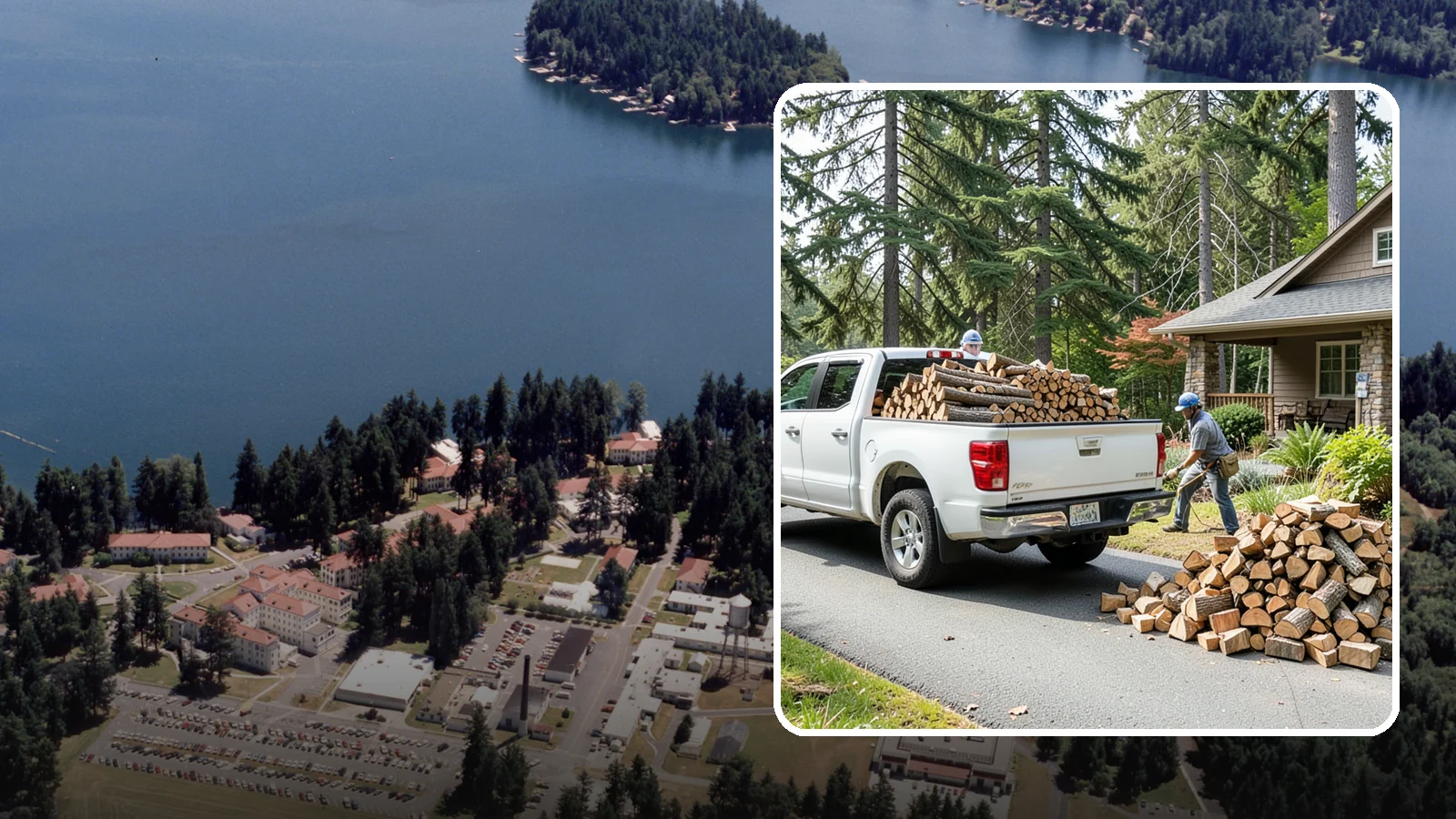 Driveway Delivery in Lakewood, Pierce County, WA - Firewood dropped in a neat pile on your driveway for easy access and stacking.