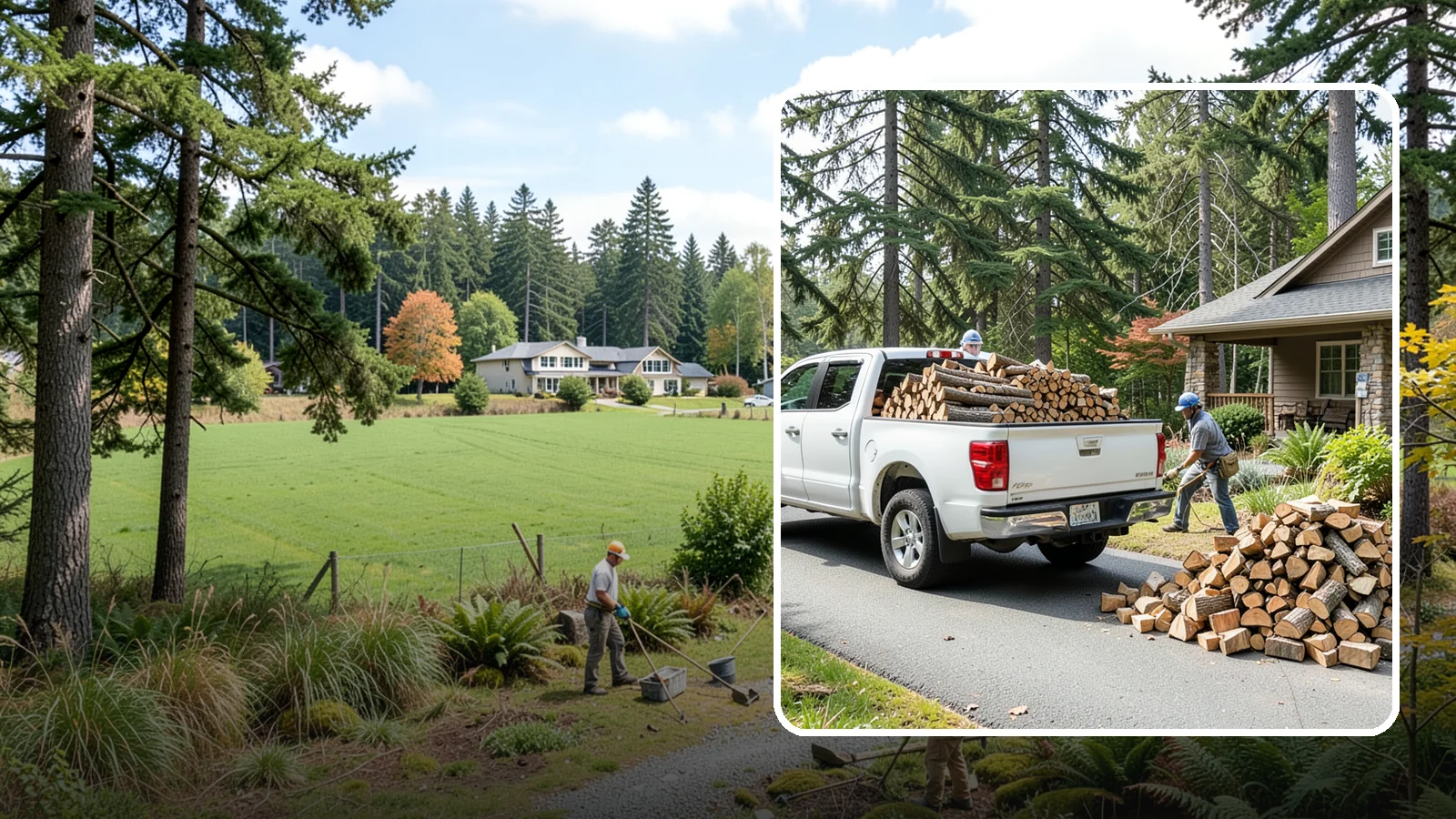 Driveway Delivery in Lyman, Skagit County, WA - Firewood dropped in a neat pile on your driveway for easy access and stacking.